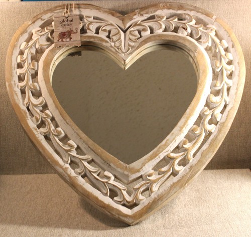 Hand carved wooden heart wall - hand,