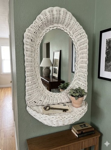 Vtg whitewashed wicker wall - vtg,